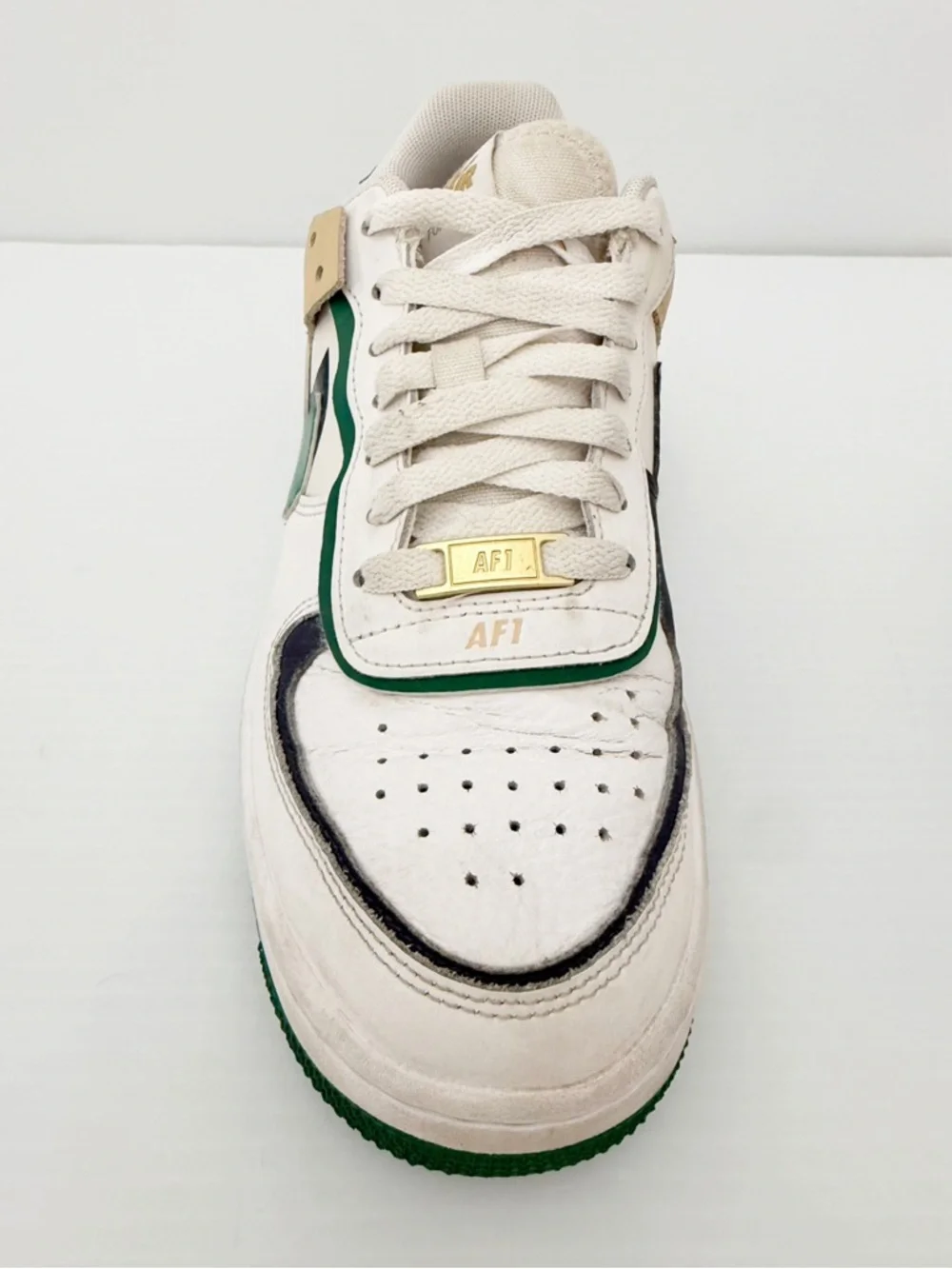 Nike Air Force 1 Shadow Women's Sneakers - White/Malachite/Sesame - 8
